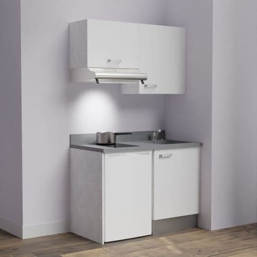 Kitchenette K01l - 120 Cm - Blanc - Cromo - Évier à Droite