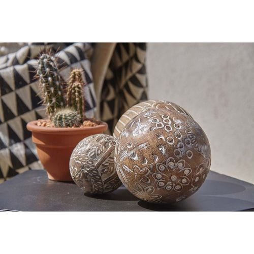 Boules En Manguier Motifs Assortis (lot De 4) 12 Cm