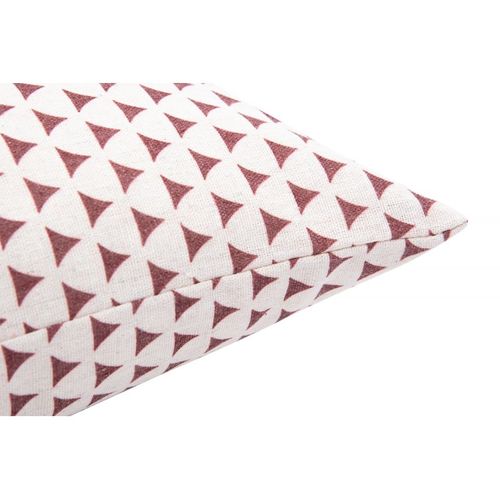 Housse De Coussin 40 X 40 Cm Polycoton Recyclé Imprimé Motif Petits Triangles Ethniques Bordeaux