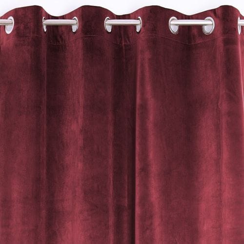 Rideau 135 X 240 Cm à Oeillets Velours Uni Rouge Bordeaux