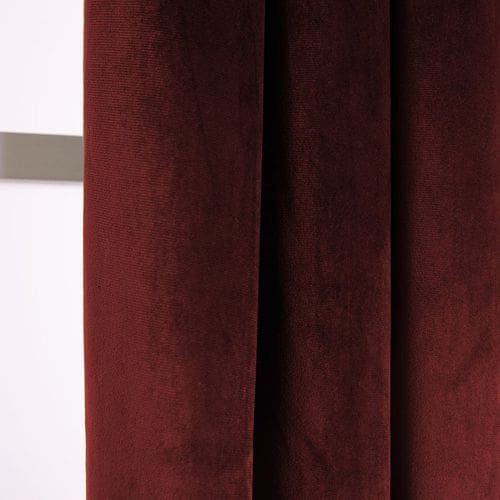 Rideau 135 X 240 Cm à Oeillets Velours Uni Rouge Bordeaux