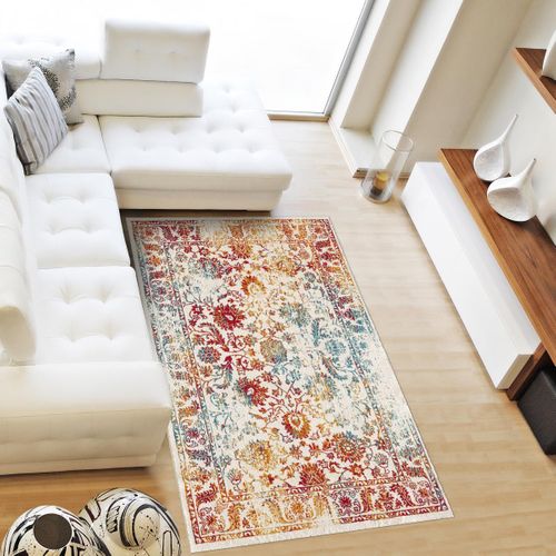 Tapis Oriental 80x150 Rectangle Multicolore Tissé Motif Ancestral Destruct 1