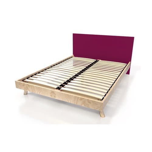 Lit Viking Style Scandinave Bois 2 Places, Couleur: Vernis Naturel/prune, Dimensions: 140x190