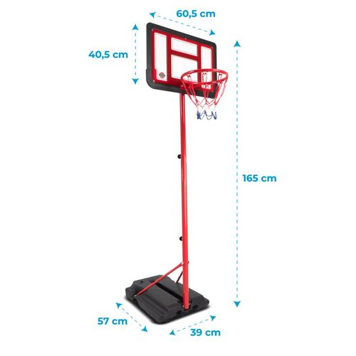 Panier De Basket Denver Noir / Rouge Hauteur Réglable De 1m05 à 1m65,