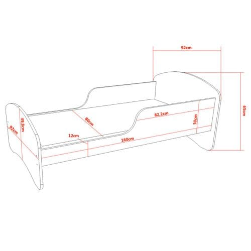 Lit Enfant 160x80    Blanc   Motif Éléphant + Matelas Mousse Sans Tiroir