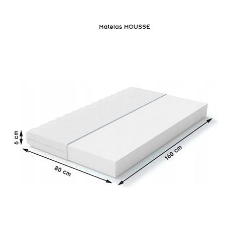 Lit Enfant 160x80    Blanc   Motif Éléphant + Matelas Mousse Sans Tiroir