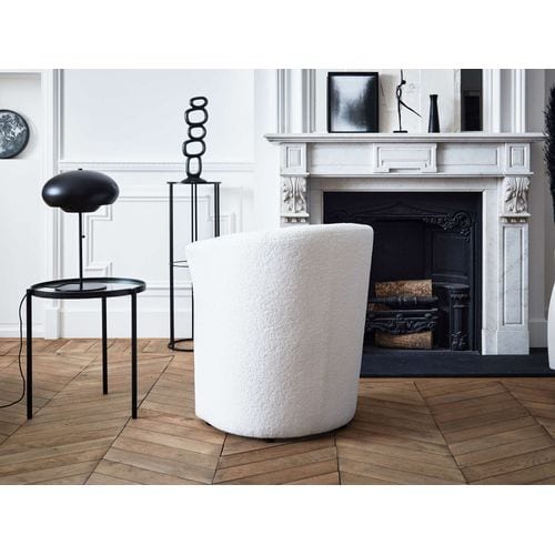 Kori - Fauteuil Cabriolet Blanc - En Tissu Bouclette Tendance