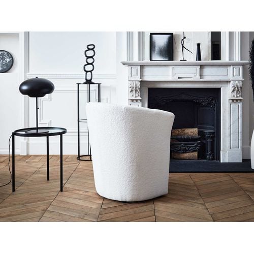 Kori - Fauteuil Cabriolet Blanc - En Tissu Bouclette Tendance