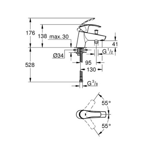 Grohe - Mitigeur Baignoire Eurosmart + Douchette + Barre De Douche + Porte Savon