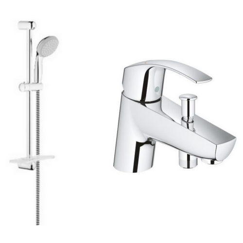 Grohe - Mitigeur Baignoire Eurosmart + Douchette + Barre De Douche + Porte Savon