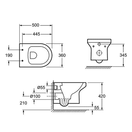 Pack Wc Suspendu Sans Bride  Jacob Delafon + Bâti Support Wc Grohe + Plaque Commande Chromé Rond Qu