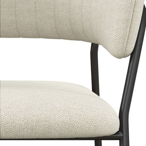 Luca-fauteuil De Table En Tissu Vanille Et Métal Noir (x2)