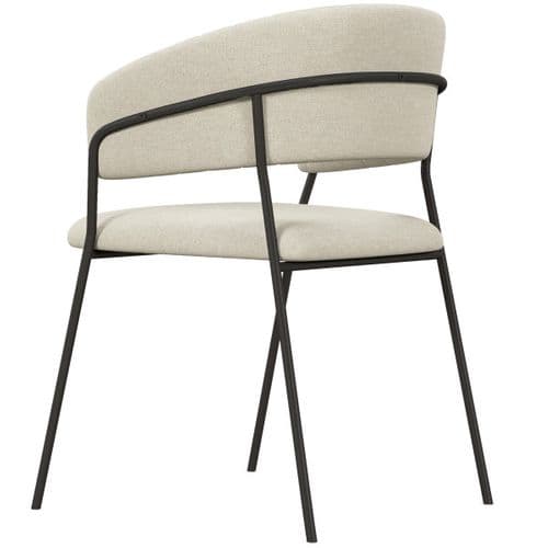 Luca-fauteuil De Table En Tissu Vanille Et Métal Noir (x2)