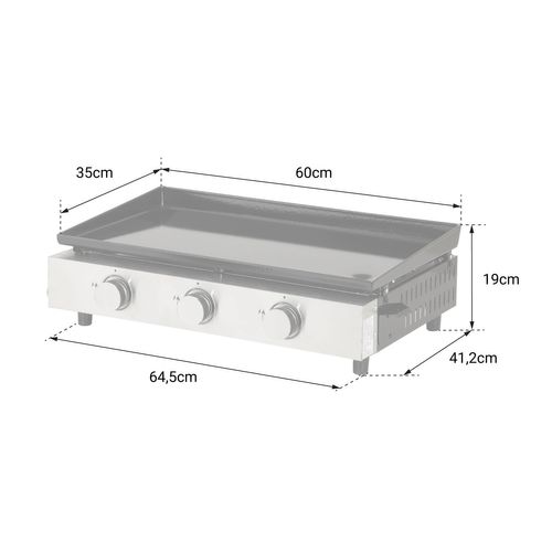 Plancha Au Gaz Mérida 3 Brûleurs 6 Kw