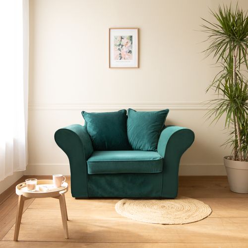 Fauteuil Love Seat En Velours Vert Émeraude Oscar