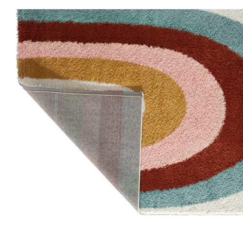 Tapis Enfants Rectangle Shaggy Motifs Mini Arc - Aquarelles - 80x150 cm - Multicolore