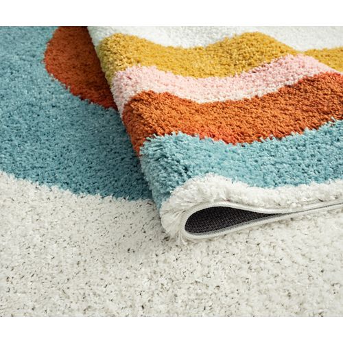 Tapis Enfants Rectangle Shaggy Motifs Mini Arc - Aquarelles - 80x150 cm - Multicolore