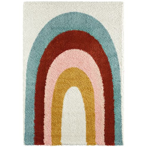 Tapis Enfants Rectangle Shaggy Motifs Mini Arc - Aquarelles - 80x150 cm - Multicolore