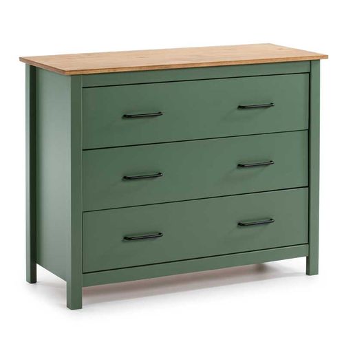 Commode 3 Tiroirs Bois/vert - Daranmi