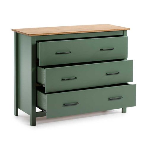 Commode 3 Tiroirs Bois/vert - Daranmi