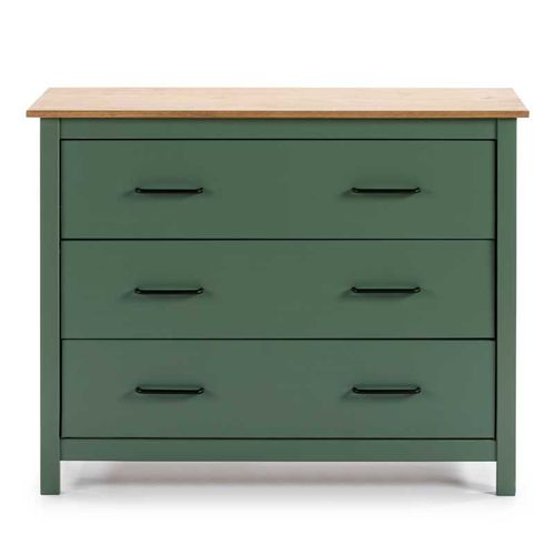 Commode 3 Tiroirs Bois/vert - Daranmi