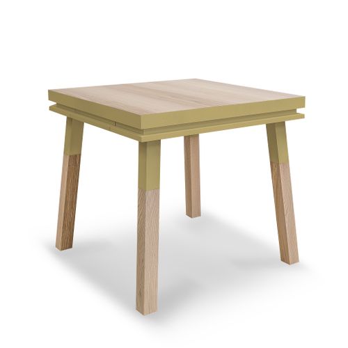 Table De Cuisine Carrée Avec Tiroir 80 Cm, 100% Frêne Massif