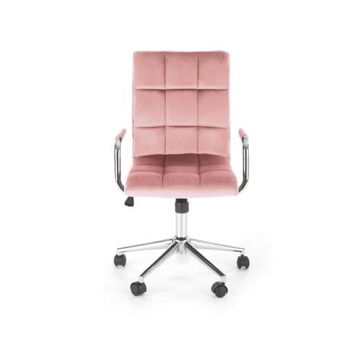 Siège De Bureau Enfant En Velours Rose Avec Structure En Métal Chromé Mac