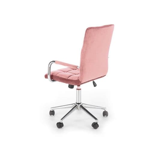 Siège De Bureau Enfant En Velours Rose Avec Structure En Métal Chromé Mac