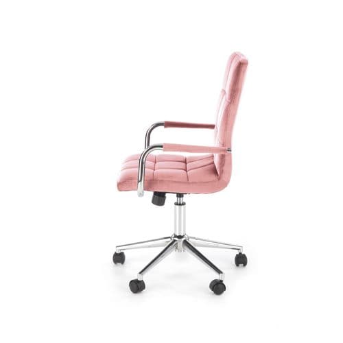 Siège De Bureau Enfant En Velours Rose Avec Structure En Métal Chromé Mac