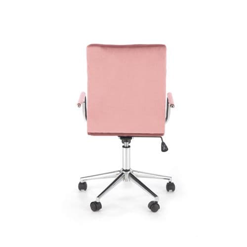 Siège De Bureau Enfant En Velours Rose Avec Structure En Métal Chromé Mac