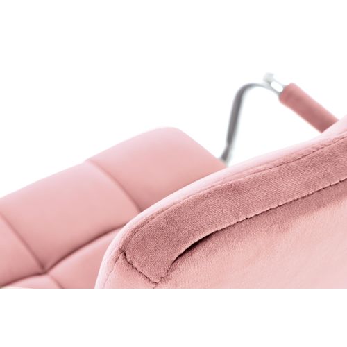 Siège De Bureau Enfant En Velours Rose Avec Structure En Métal Chromé Mac