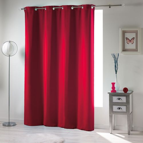 Lot De 2 Rideaux Occultant Unis 135 X 240 Cm Rouge Carmin