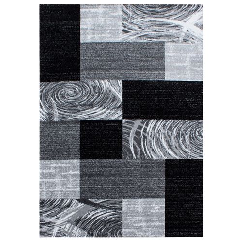 Monica - Tapis Effet Patchwork De Matières - Noir Et Gris 200 X 290 Cm