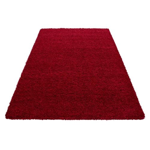 Shaggy - Tapis Uni à Poils Longs - Rouge 200 X 290 Cm