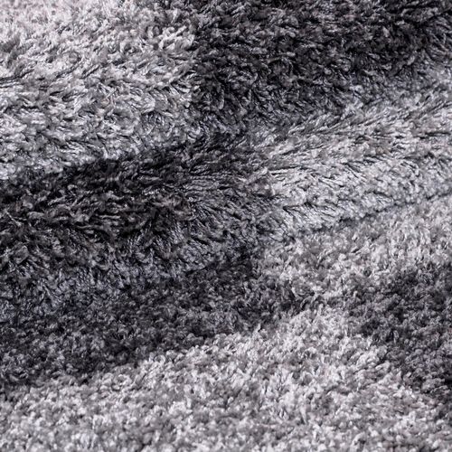 Roma - Tapis Shaggy à Motifs Traits - Gris Et Anthracite 280 X 370 Cm