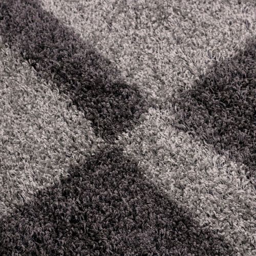 Roma - Tapis Shaggy à Motifs Traits - Gris Et Anthracite 280 X 370 Cm