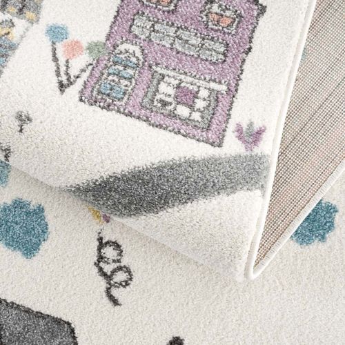 Tapis De Jeu Pour Chambre D'enfant Blanc Motif Route De L'école 120x160cm