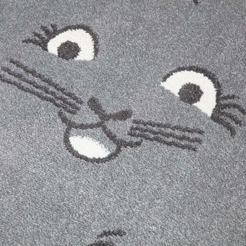 Tapis Pour Chambre D'enfant Forme Chat Gris 100x130cm