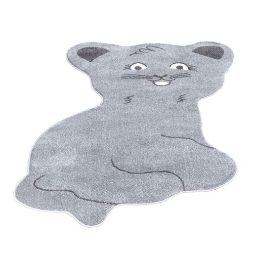 Tapis Pour Chambre D'enfant Forme Chat Gris 100x130cm