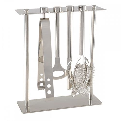 Outils De Bar Sur Support 7 Pieces Coloris Argent