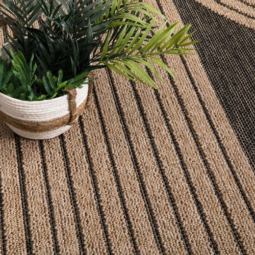 Tapis Extérieur Intérieur Effet Jute Arc Gris Anthracite Cassis 93 Beige - 80x150 Cm