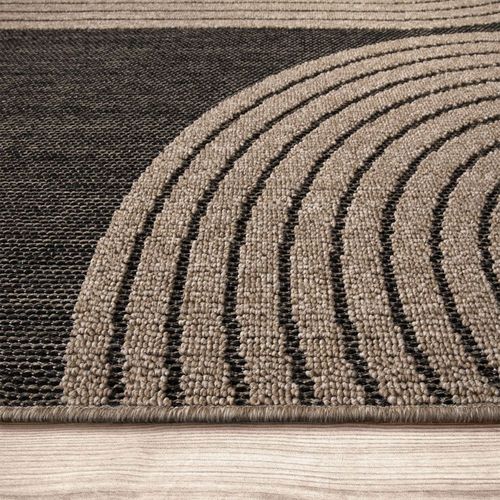 Tapis Extérieur Intérieur Effet Jute Arc Gris Anthracite Cassis 93 Beige - 80x150 Cm