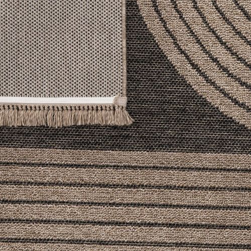 Tapis Extérieur Intérieur Effet Jute Arc Gris Anthracite Cassis 93 Beige - 80x150 Cm