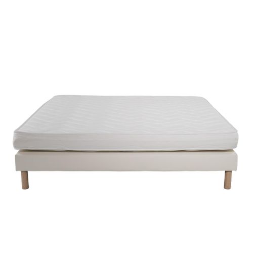 Ensemble Matelas Mousse Eco - 140x190cm - Mousse - 14 Cm Et Sommier Blanc