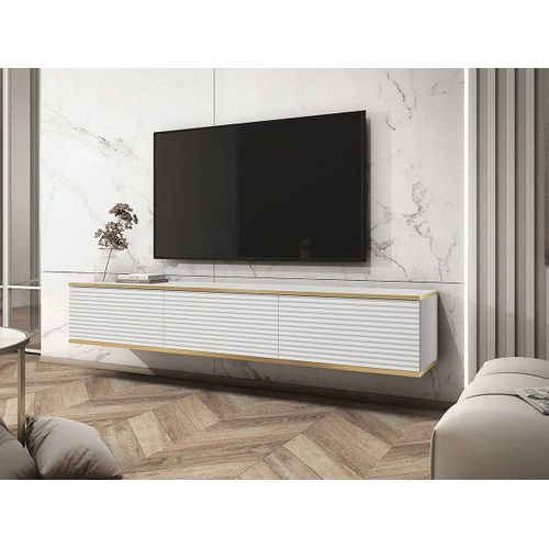 Meuble TV Suspendu 175 X 30 X 32 Cm "oni"  - Blanc