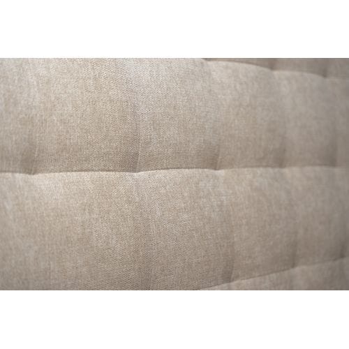 Lit 180x200cm Avec Tête De Lit Capitonnee Tissu Et Sommier Kit Beige Brun