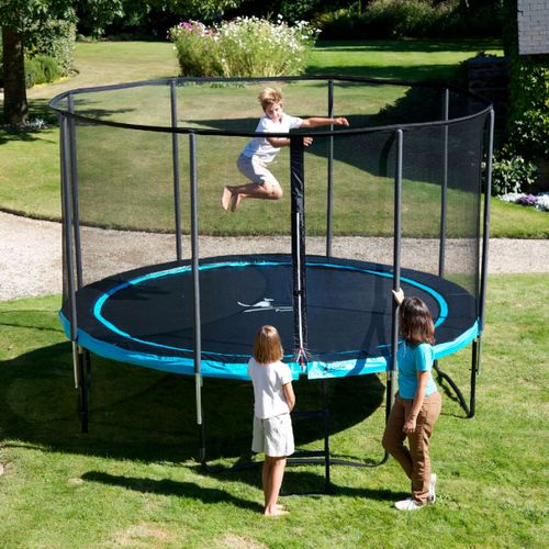 Trampoline De Jardin Rond 430 Cm + Filet De Sécurité + Échelle - Punchi Bleu 430