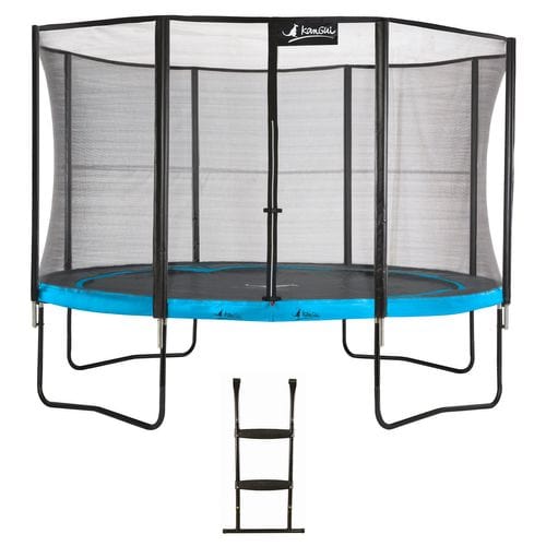 Trampoline De Jardin Rond 430 Cm + Filet De Sécurité + Échelle - Punchi Bleu 430