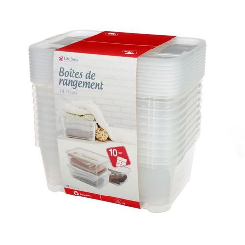 Lot De 10 Boîtes Transparentes - 11 L