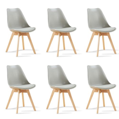 Lot De 6 Chaises Scandinaves Grises - Bjorn